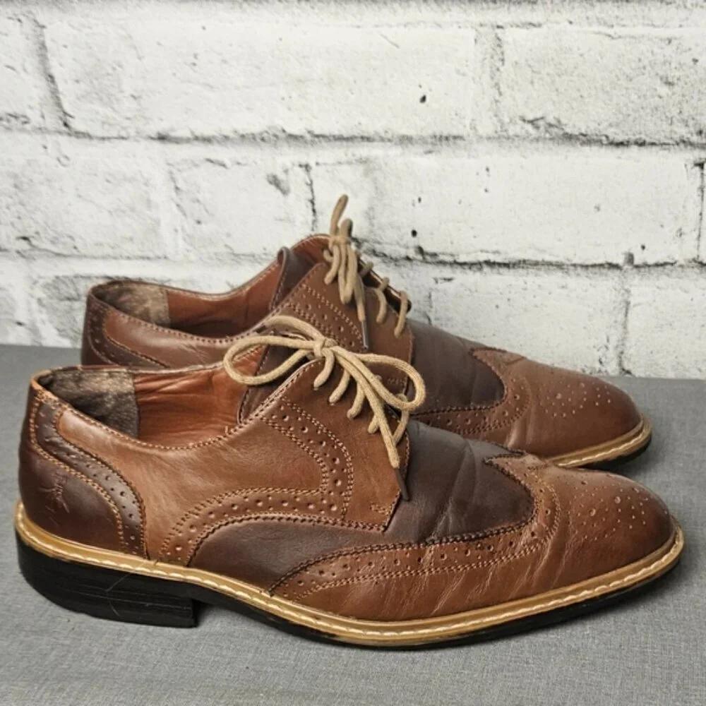 Original Penguin Brown Leather Wingtip Oxford Shoes Men’s 9 | Vintage Style